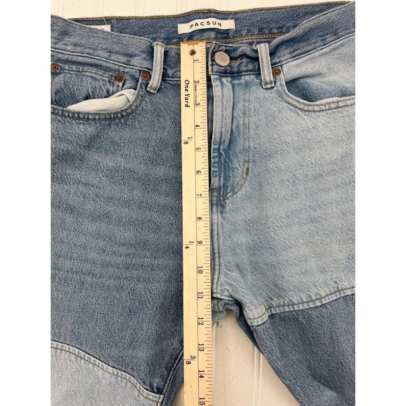 Pacsun Mens Slim Taper Patchwork Jeans Size 31x32 Blue Denim - Picture 10 of 11
